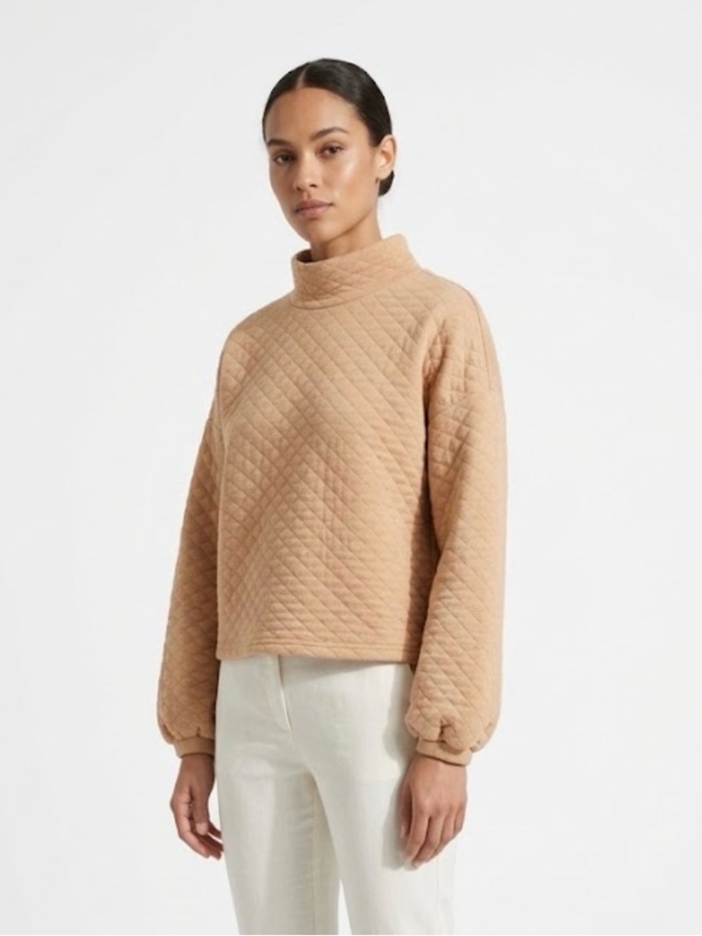 Sanctuary Quilted Mock Neck Pullover Sweatshirt